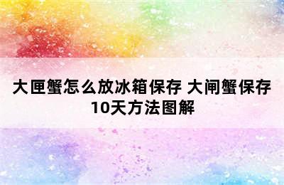 大匣蟹怎么放冰箱保存 大闸蟹保存10天方法图解